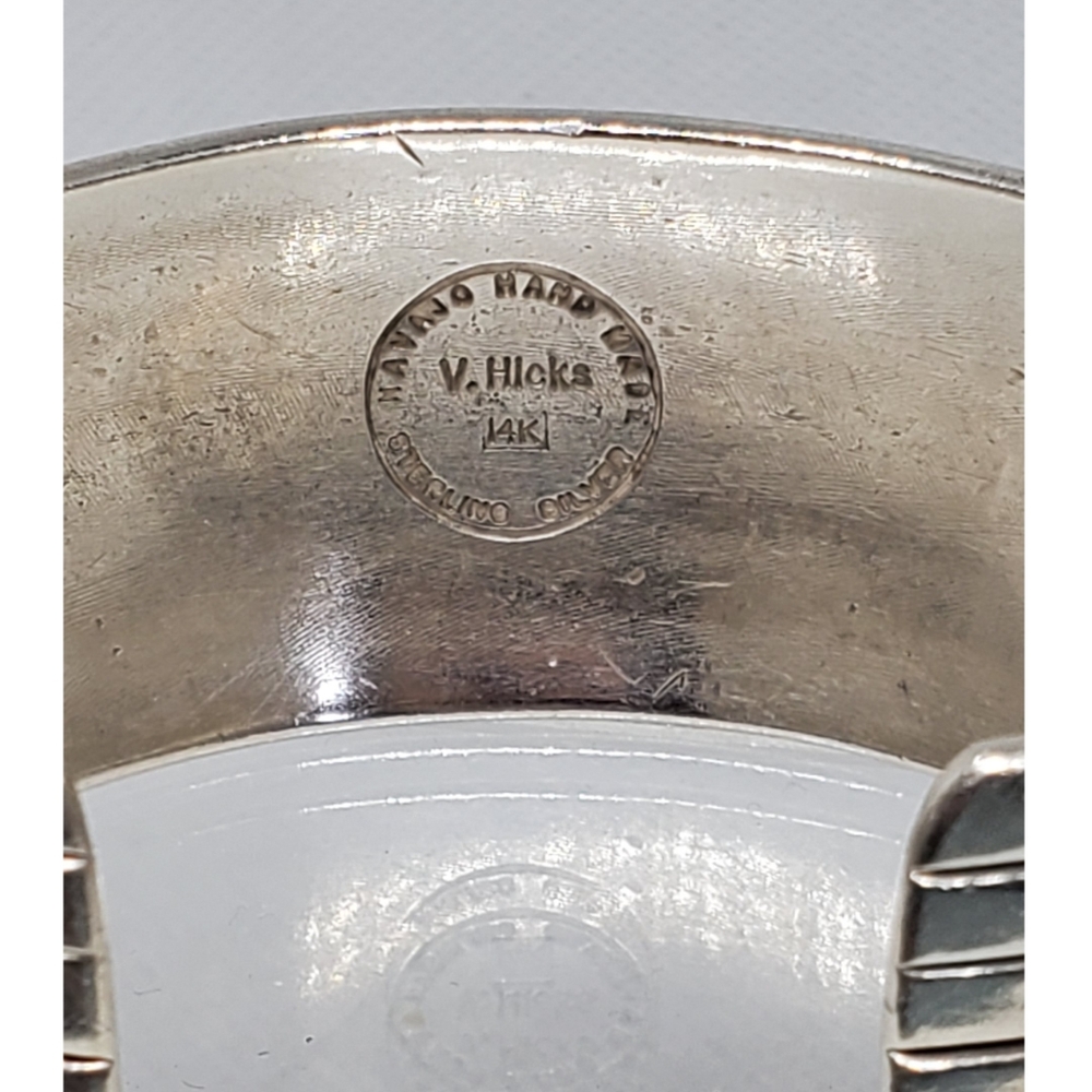 14k Gold and Sterling V. HICKS Cuff Bracelet - Picture 4 of 4